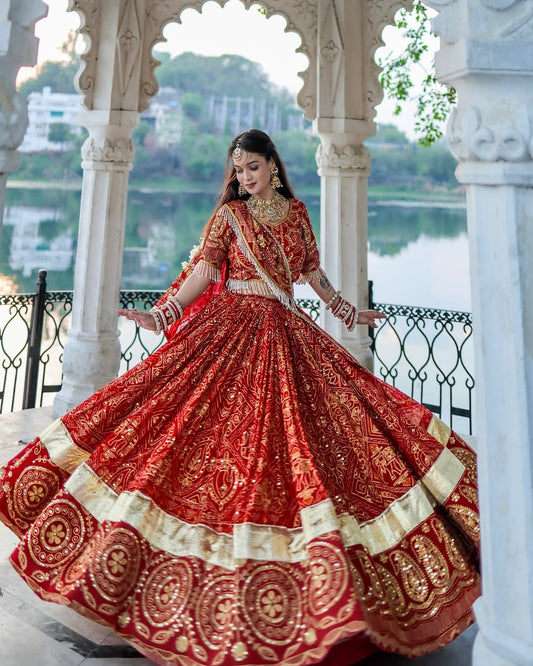 Rajasthani Regal Red Traditional Lehenga Set