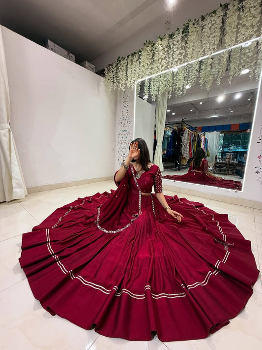 Maroon Embroidered Bridal Lehenga Set