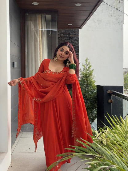 Saffron Sunset Radiance Anarkali Suit Set
