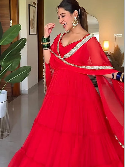 Mohabbat Red Anarkali Set