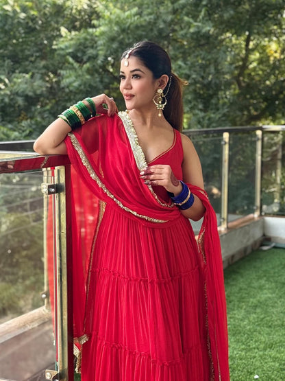 Mohabbat Red Anarkali Set