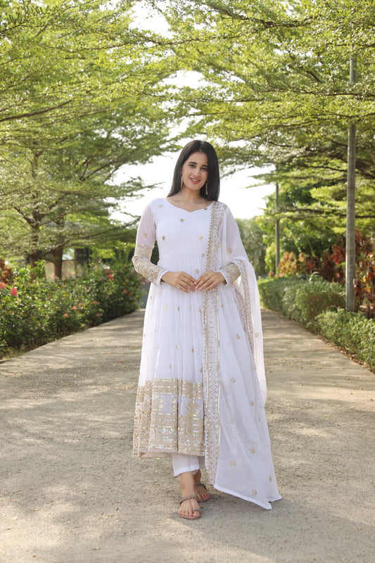 SOFIA WHITE COLOURED ANARKALI SUIT SET