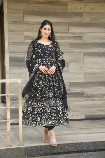 DAISY BLACK COLOURED ANARKALI SUIT SET