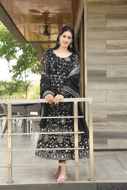 DAISY BLACK COLOURED ANARKALI SUIT SET