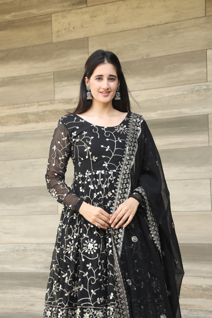 DAISY BLACK COLOURED ANARKALI SUIT SET