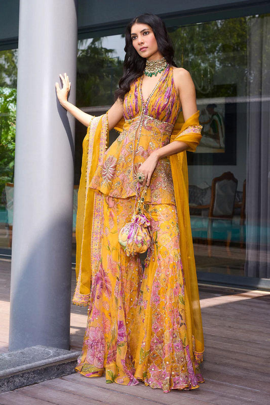 Farhana Sequined Halter Neck Sharara Set