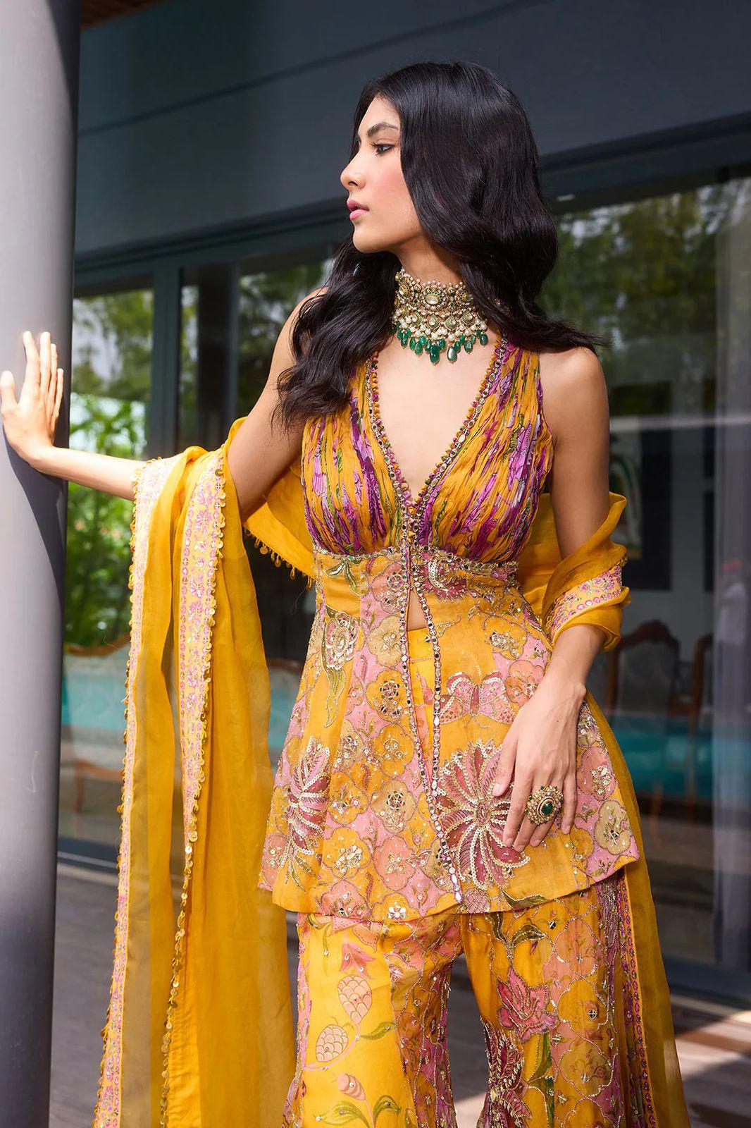 Farhana Sequined Halter Neck Sharara Set