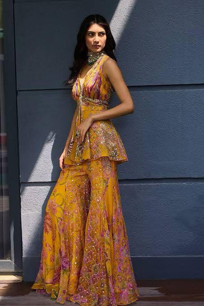 Farhana Sequined Halter Neck Sharara Set