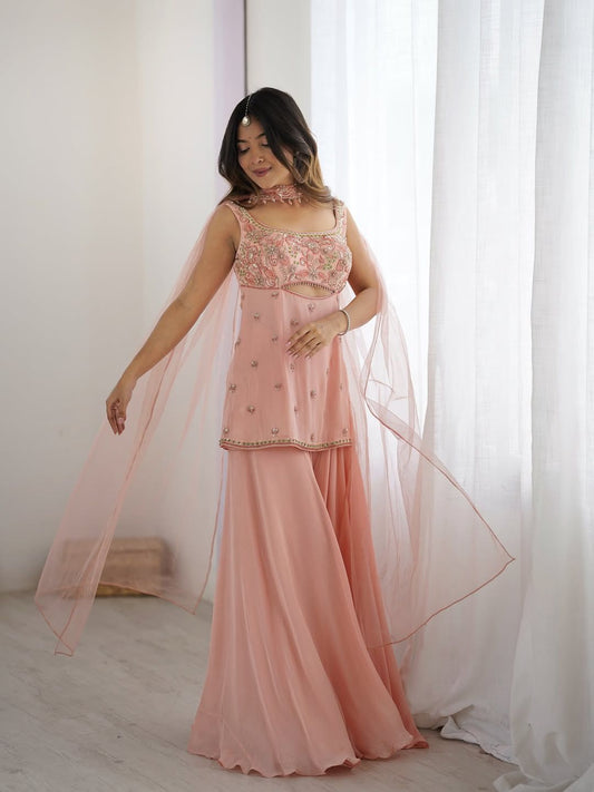 Saisha Peachy Sharara Set