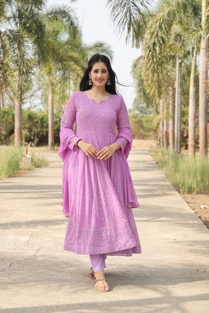 PREKSHA PURPLE ANARKALI SUIT SET