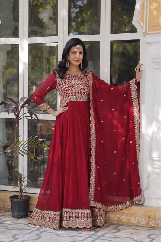 The Golden Maroon Threaded Elegance