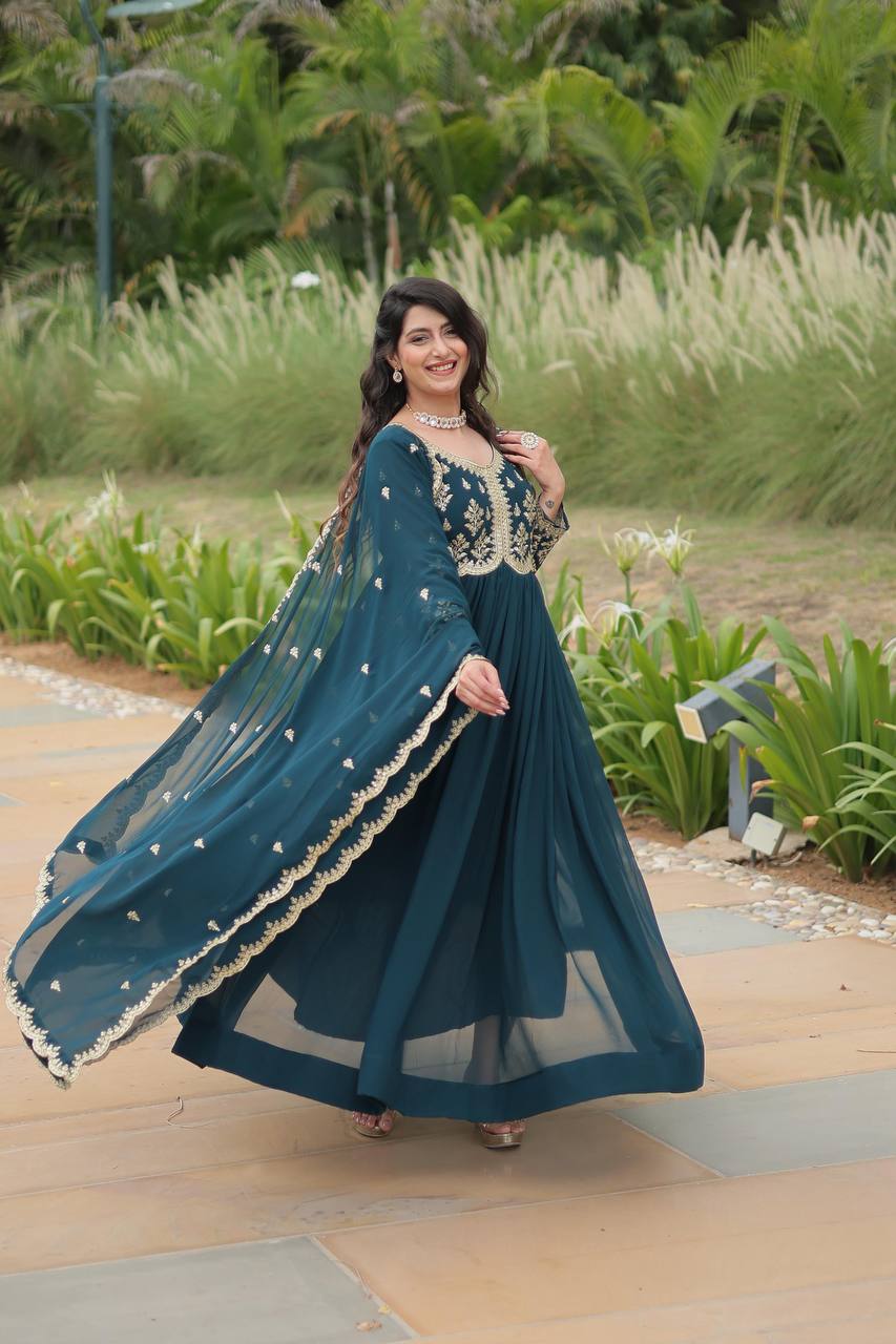 Designed Embroidered Looks Graceful For Women Gown