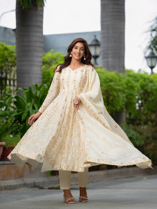 Alia Luxe Chinon Silk Anarkali Dress