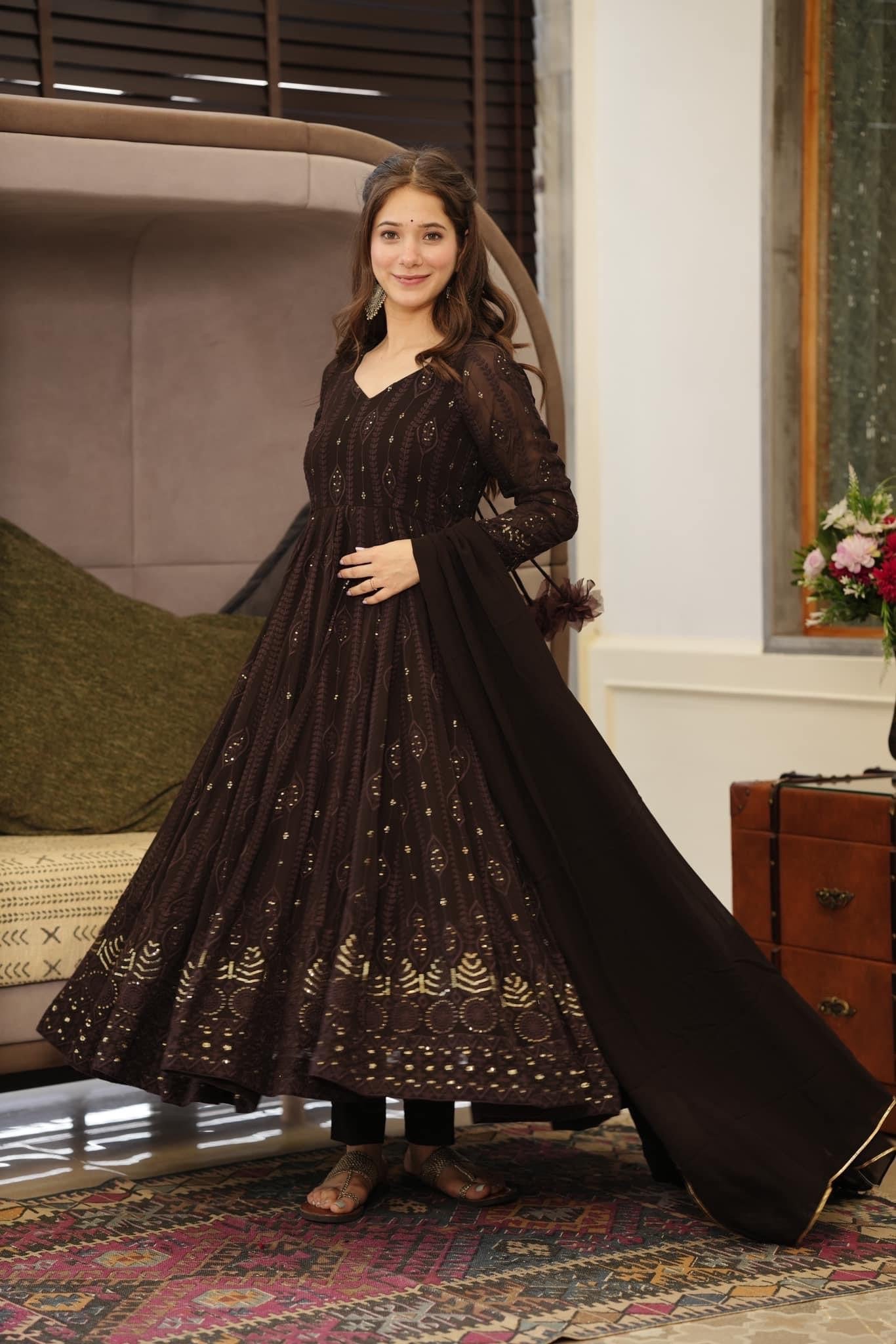 Black Embroidered Georgette Suit Set