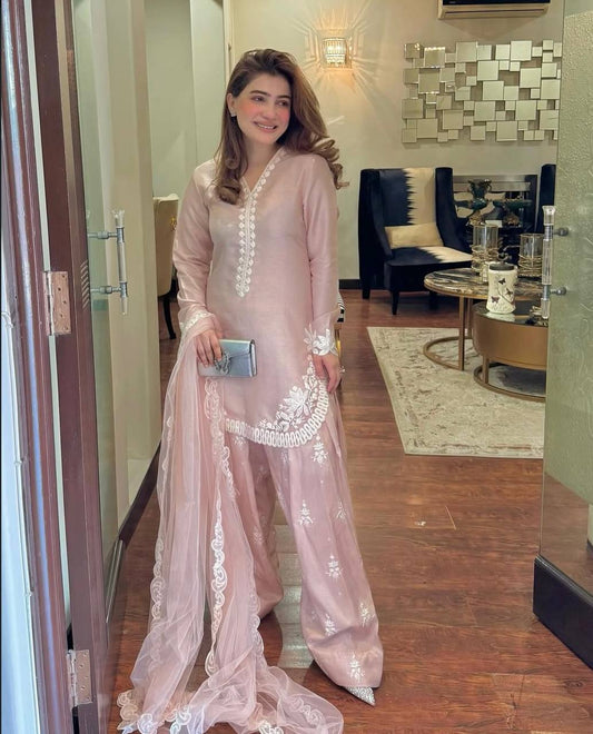 Nurella Blush Dreamy Pink Ensemble Ready To Wear Suit Set