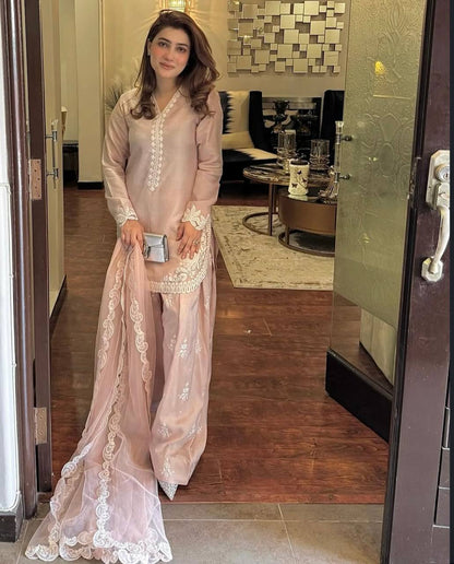 Nurella Blush Dreamy Pink Ensemble Ready To Wear Suit Set