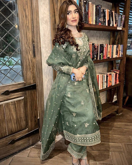 Olive Grace Designer Festive Kurti Set with Soft Dupatta