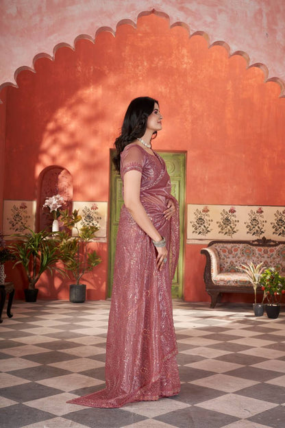Celestial Shine Cutwork Border Light Weight Party Wear Saree