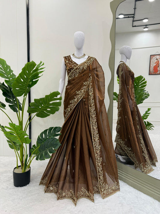 Golden Grace Designer Barbari Silk Saree