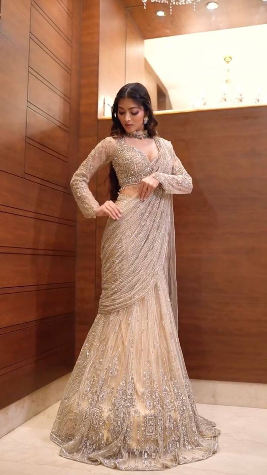 Glimmering Muse Designer Ready To Wear Lahenga Saree