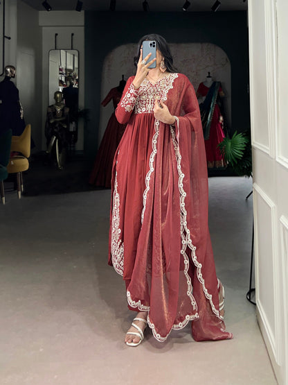 Rust Red Maska cotton Classic Festive Suit Set