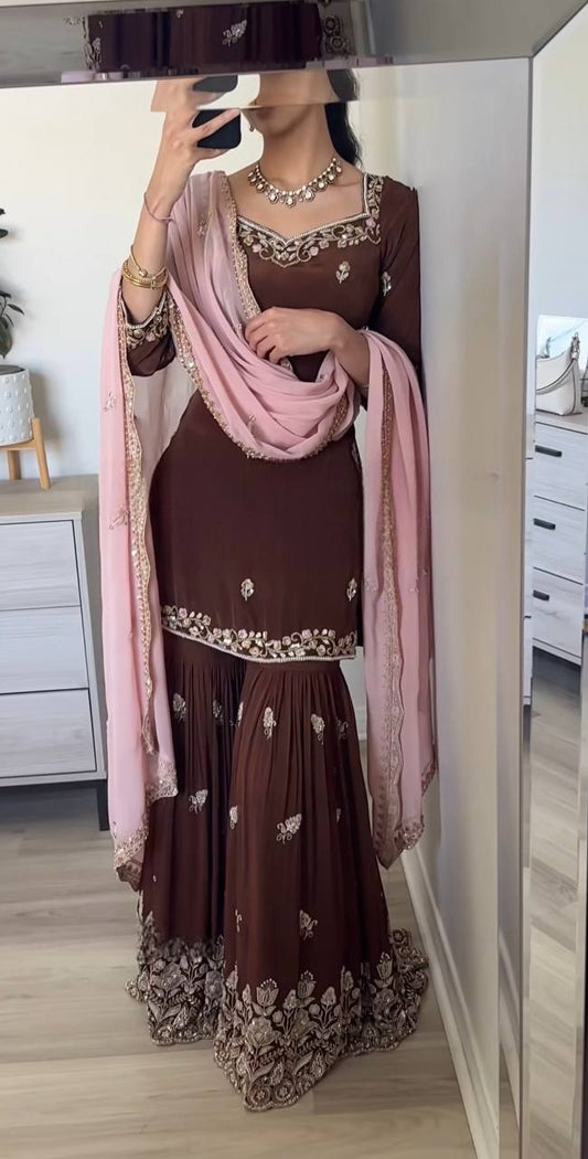 Inaayat Blush Bloom Embroidery Designer Sharara Set