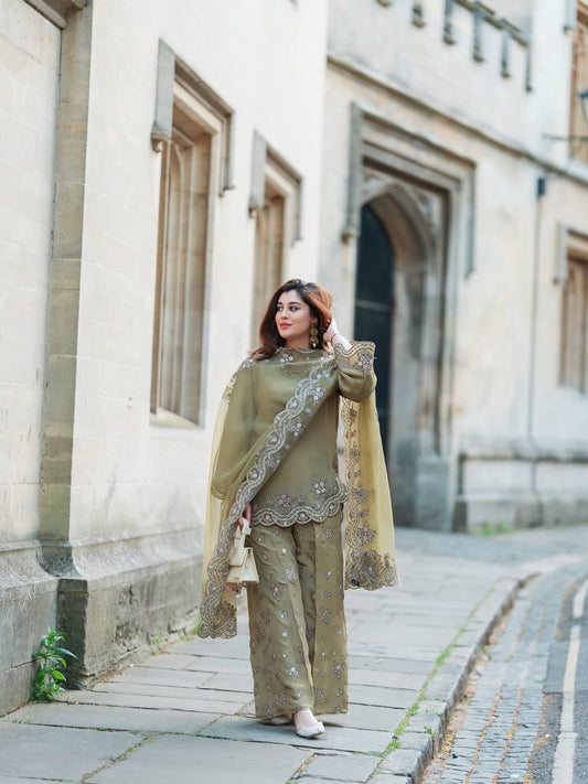 Royal Olive Radiance Plazzo Suit Set