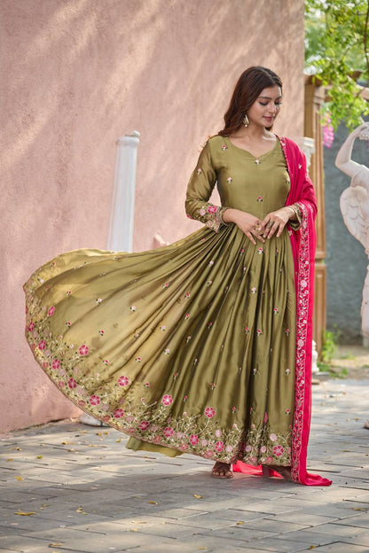 Zayna Garden Glory Olive Ensemble Gown