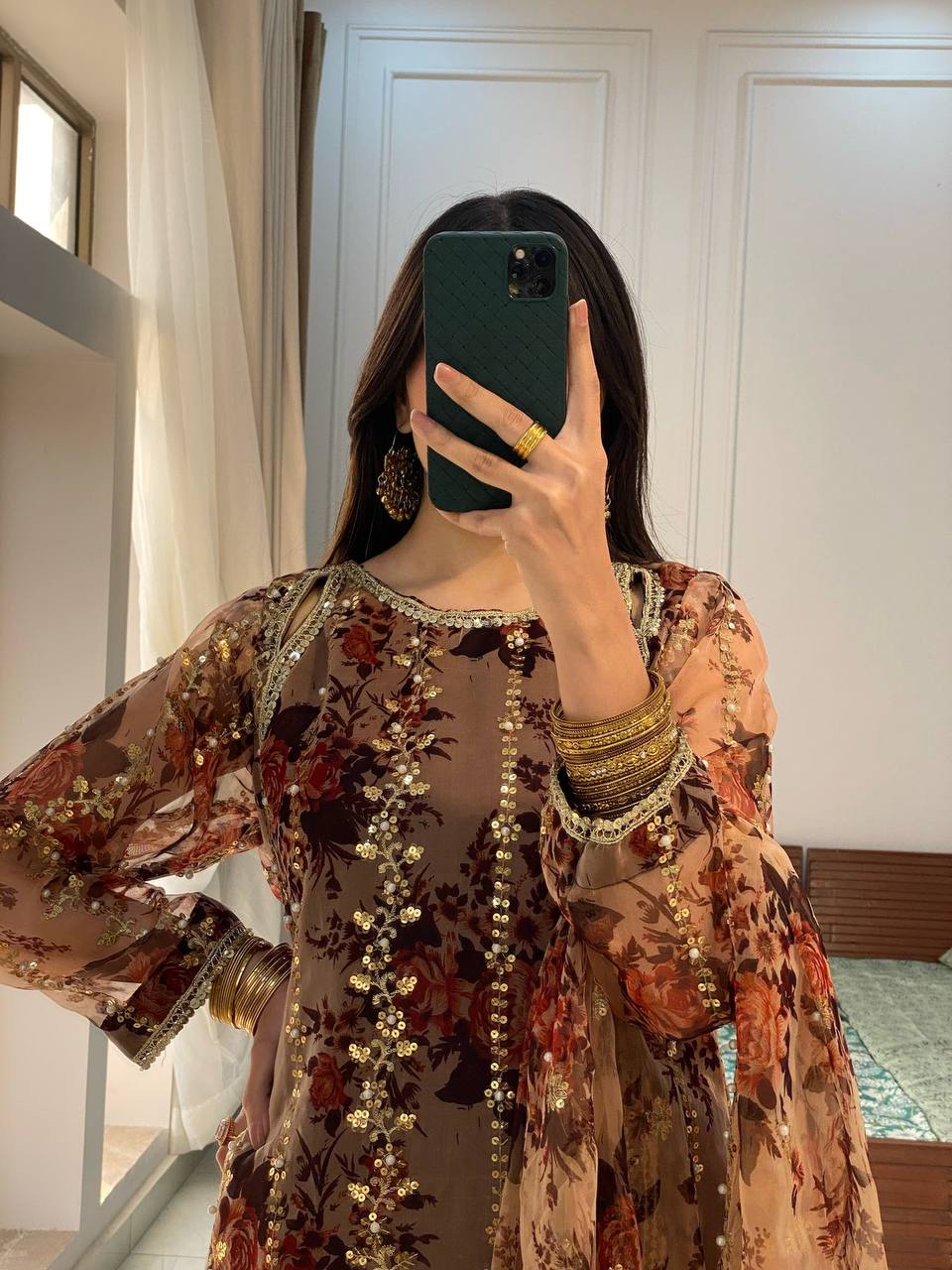 Royal Woodland Charm Embellished Floral Kurta Set
