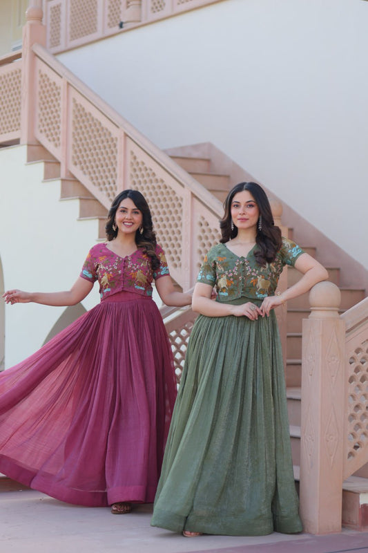 Ruhani ZariFlare Designer Readymade Koti-Gown