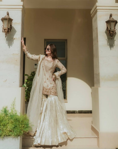 Celestial Glow Elegant Embroidered Sharara Set