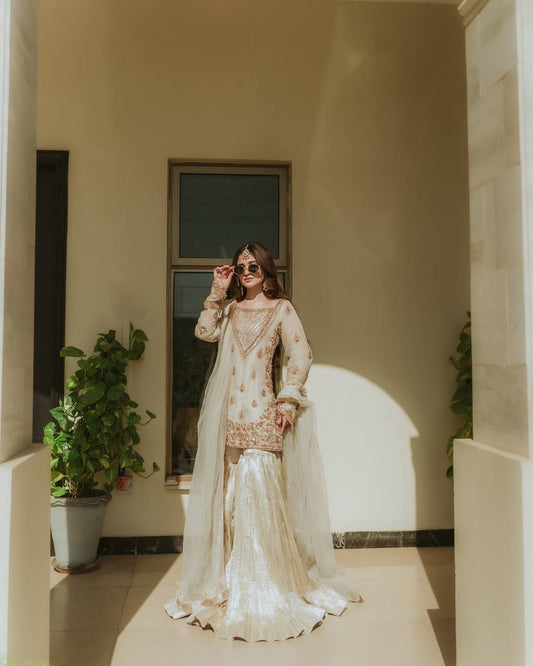 Celestial Glow Elegant Embroidered Sharara Set