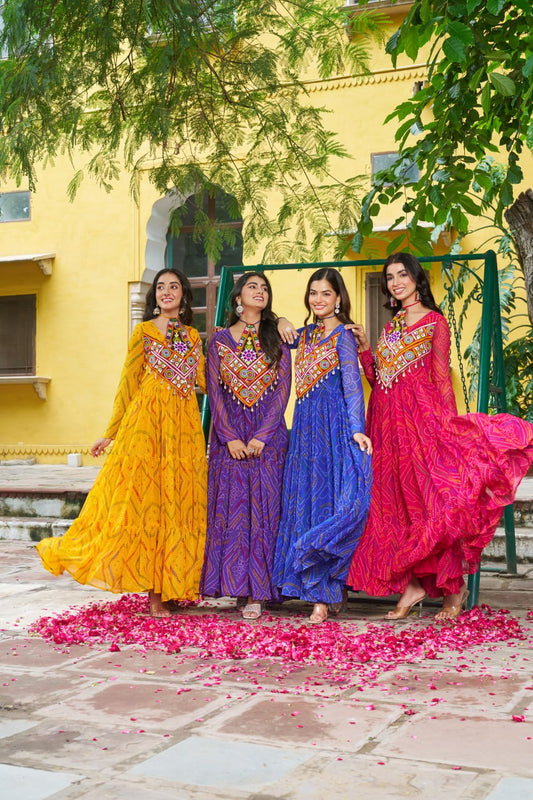 Garba Glamour Bandhani Print Stylist Gown