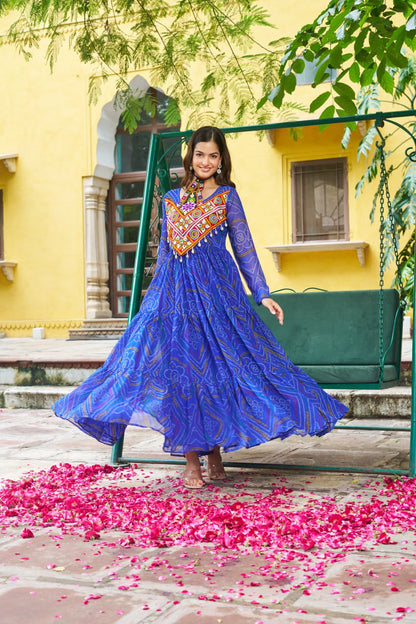 Garba Glamour Bandhani Print Stylist Gown