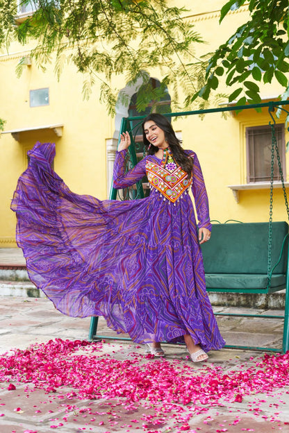 Garba Glamour Bandhani Print Stylist Gown