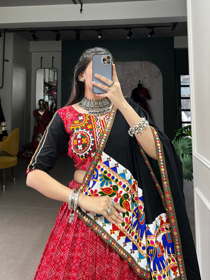 Traditional Red Gujarati Kutchi Embroidery Lehenga Choli