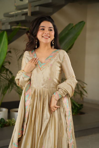 Graceful Chinnon  with Sequins & Multi-Thread Embroidery Gown