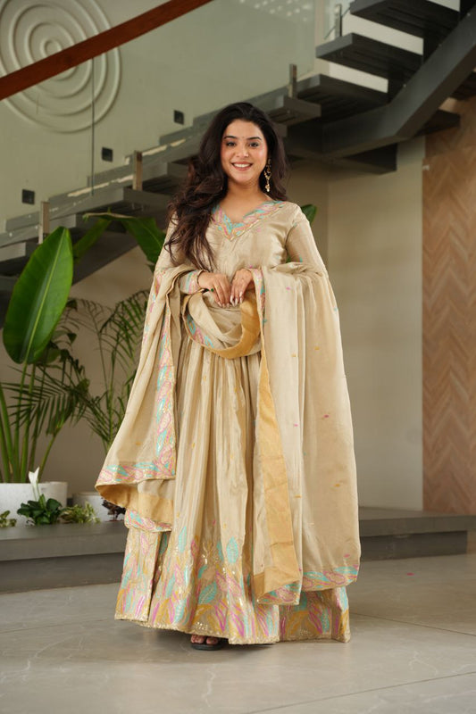 Graceful Chinnon  with Sequins & Multi-Thread Embroidery Gown