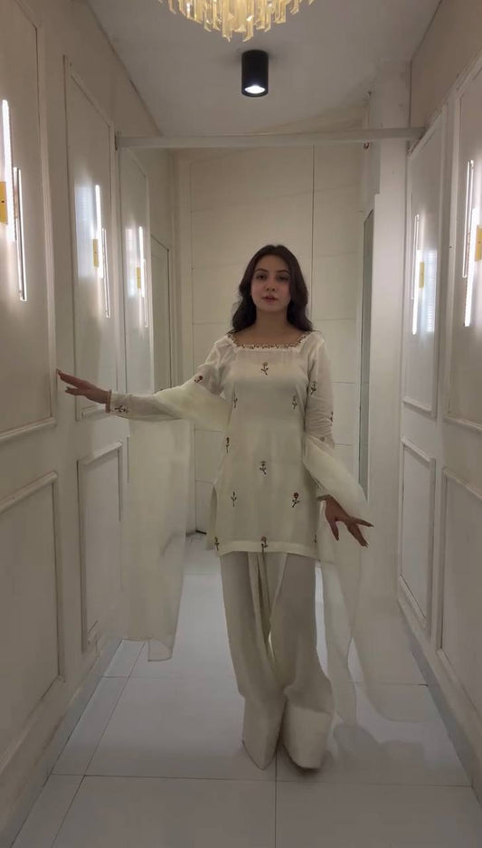 Chinon Silk Farshi Top Bottom And Dupatta Set