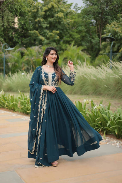 Designed Embroidered Looks Graceful For Women Gown