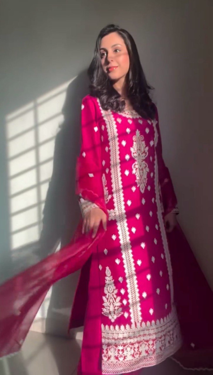 Aarvani Regal Shadow Embroidered Royal Kurta Plazo Set