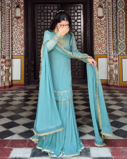 Jaipuri Riwaaz Party Wear Georgette Designer Sharara