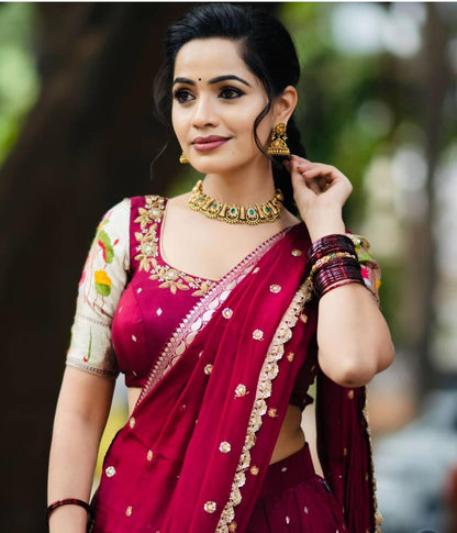 The Red Affair of Traditions Kalamkari Lehenga Choli