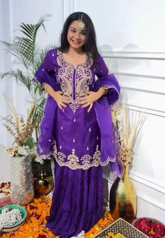 Bloom in Grace  Floral Fantasy Sharara Suit for Special Occasions