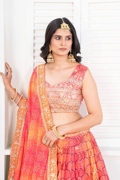 Riwa Chinon Silk With Digital Print  Partywear  Lahenga