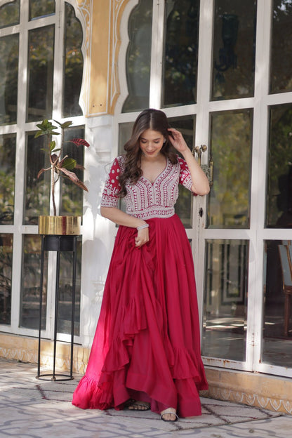 Shivanjali Lehenga With Readymade Slit Cut Long Kurti Set