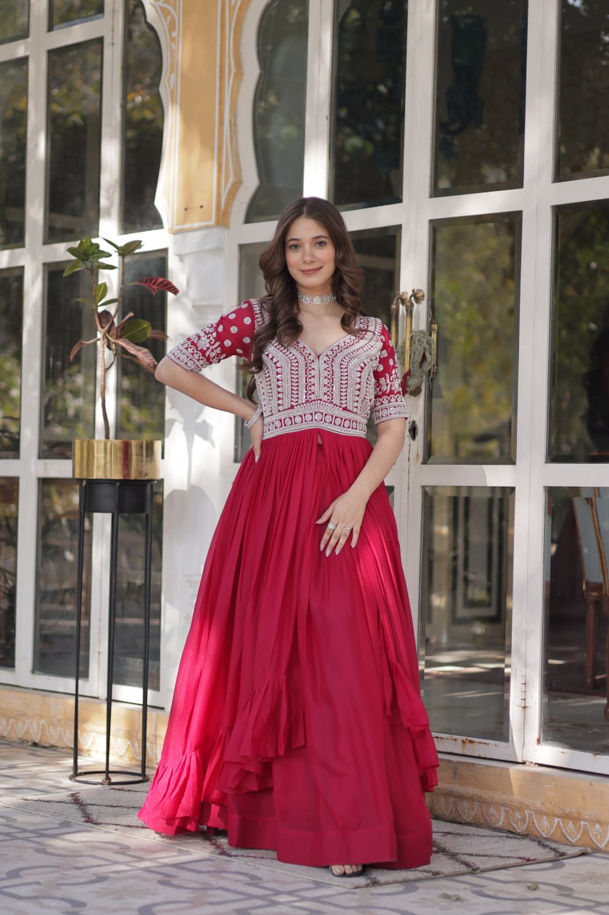 Shivanjali Lehenga With Readymade Slit Cut Long Kurti Set