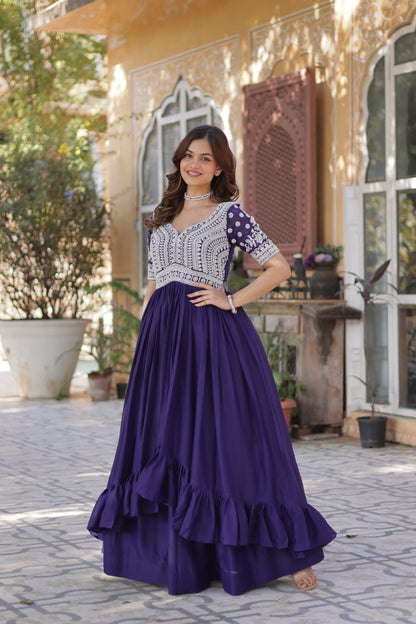 Shivanjali Lehenga With Readymade Slit Cut Long Kurti Set