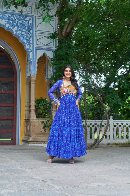 Vihana Navratri Queens Mirror Magic Bandhani Anarkali Set