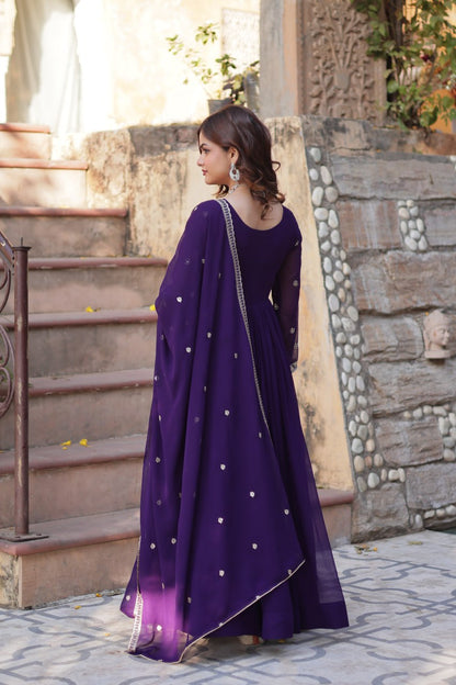 Calista Sequins-Multi & Beads Embroidered Faux Blooming Gown
